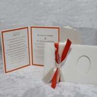 Trifold Wedding Invitation Card with Ribbon Bow Greeting Card with Lace Decoration 